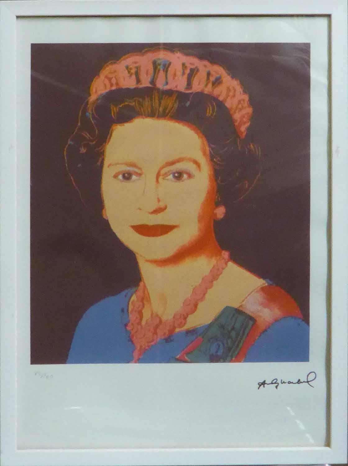 ANDY WARHOL 'Queen Elisabeth II', lithograph, from Leo Castelli gallery, stamped on reverse,