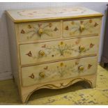 CHEST, 19th century and later floral painted of two short and two long drawers, 91cm H x 95cm W x