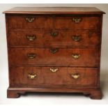 CHEST, early 18th century English George II figured walnut with two short above three long