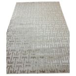 CONTEMPORARY ART DECO DESIGN SILK CARPET, 270cm x 180cm, geometric champagne field.