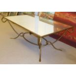 JULIAN CHICHESTER LARSON TABLE, bronzed effect metal framed with a rectangular mirrored effect top