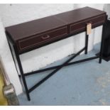 CONSOLE TABLE, contemporary design, leathered finish, 120cm x 35cm x 80cm. (with slight faults)