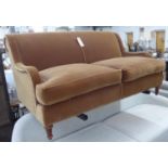 SOFA, mustard velvet upholstered, studded detail, 169cm W.