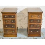 BEDSIDE CHESTS, a pair, Victorian mahogany, each with four drawers, adapted, 76cm H x 41cm W x