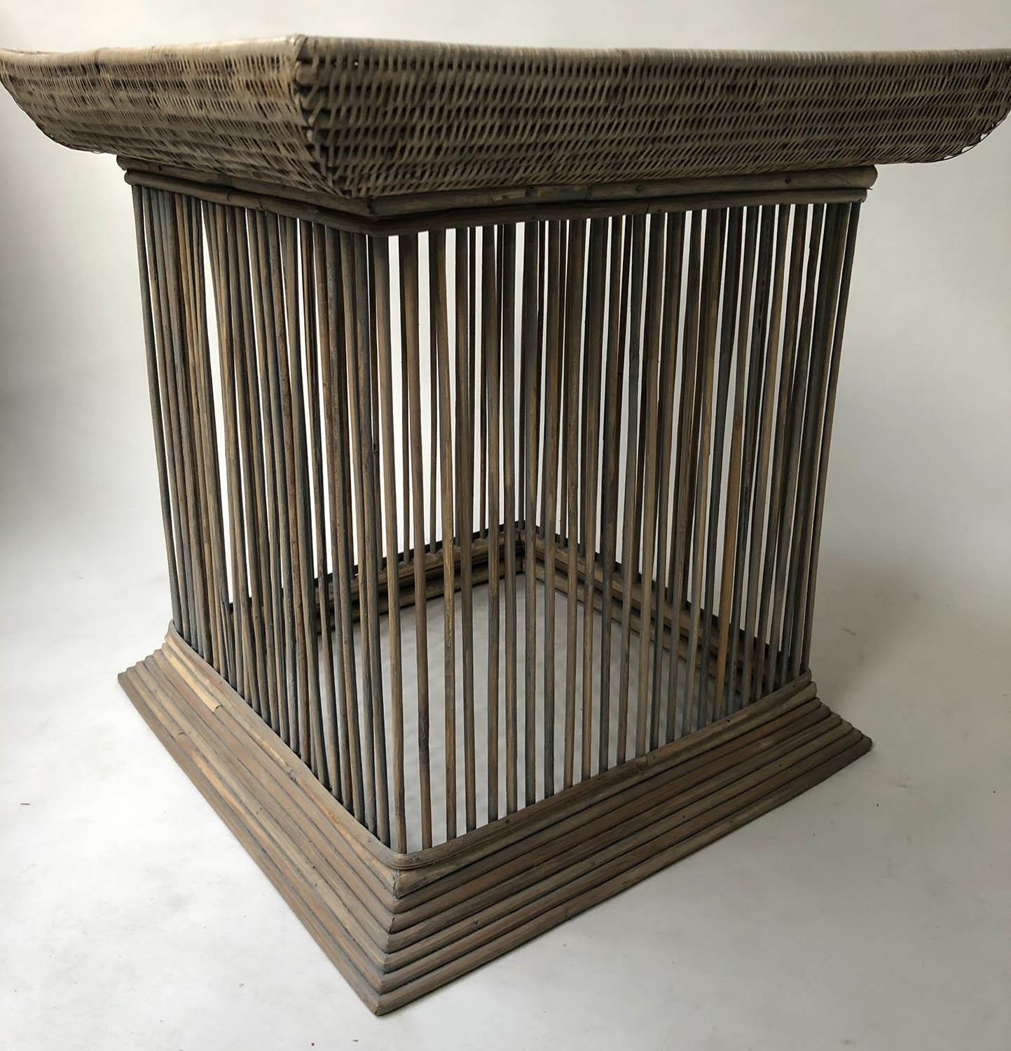 SIDE TABLES, a pair, beach house grey washed cane and rattan, 51cm x 51cm x 52cm H. - Image 4 of 4