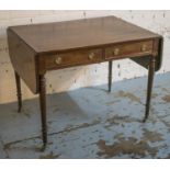 SOFA TABLE, Regency mahogany, circa 1815, with four opposing drawers and hinged top on castors, 69cm