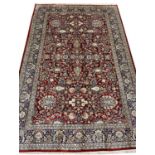 FINE PURE SILK TEHRAN DESIGN RUG, 186cm x 126cm.