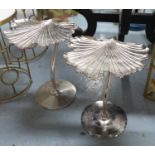 GINGKO LEAF SIDE TABLES, a pair, polished metal finish. (2)