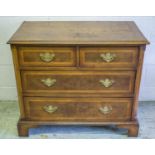 CHEST, George II style walnut with four cross and featherbanded drawers, 85cm H x 99cm x 53cm. (with