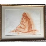 YAKOV KHAIMOV (Russian 1914-1991), 'Seated Model', 1950?s, sanguine on paper, 41cm x 58cm, framed.