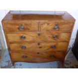 CHEST, late George III mahogany with two short above three long drawers on swept bracket front feet,