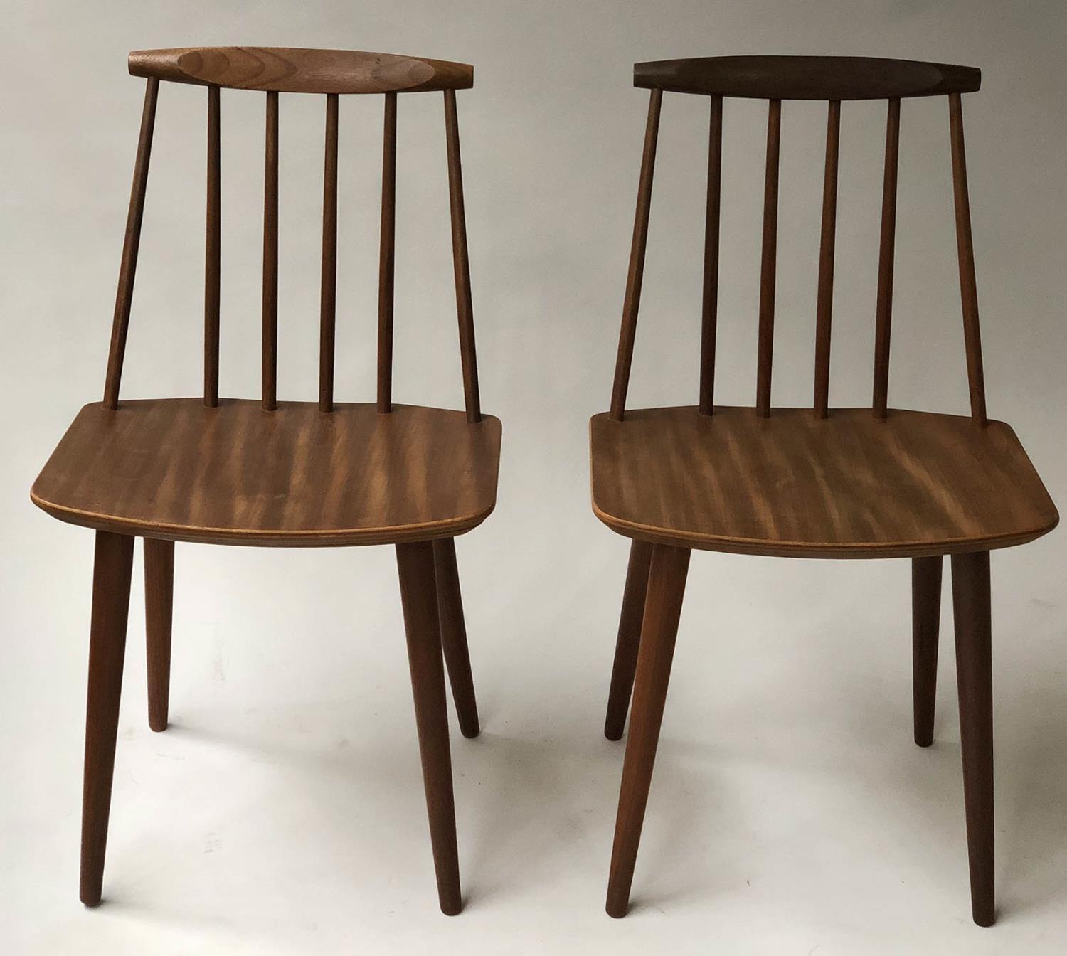 DANISH SIDE CHAIRS, a pair, Danish 1960's teak with slatted back and signature.