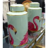 FLAMINGO JARS, a pair, 41cm H. (2)