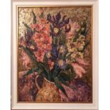 NADEZHDA STUPINA (Russian) , ?Garden Flowers?, 2007, oil on canvas, 90cm x 70cm, framed.