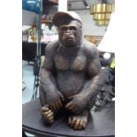 CONTEMPORARY SCHOOL, the gorilla, with baseball cap, 61cm H.