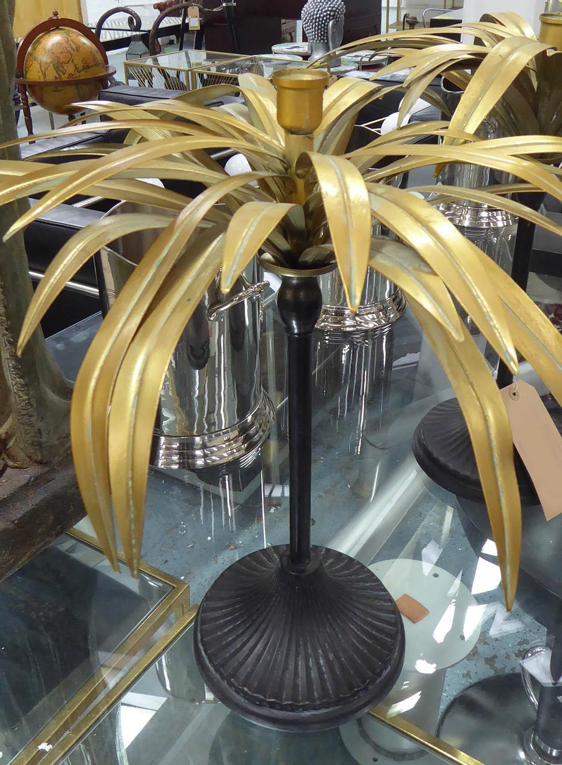 CANDELABRA, a set of three, palm tree design, 46cm H approx. (3) - Image 2 of 2