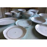 DINNER SERVICE, Limoges hand painted -Solar flair- 12 place 4 piece settings, approx 59 pieces. (