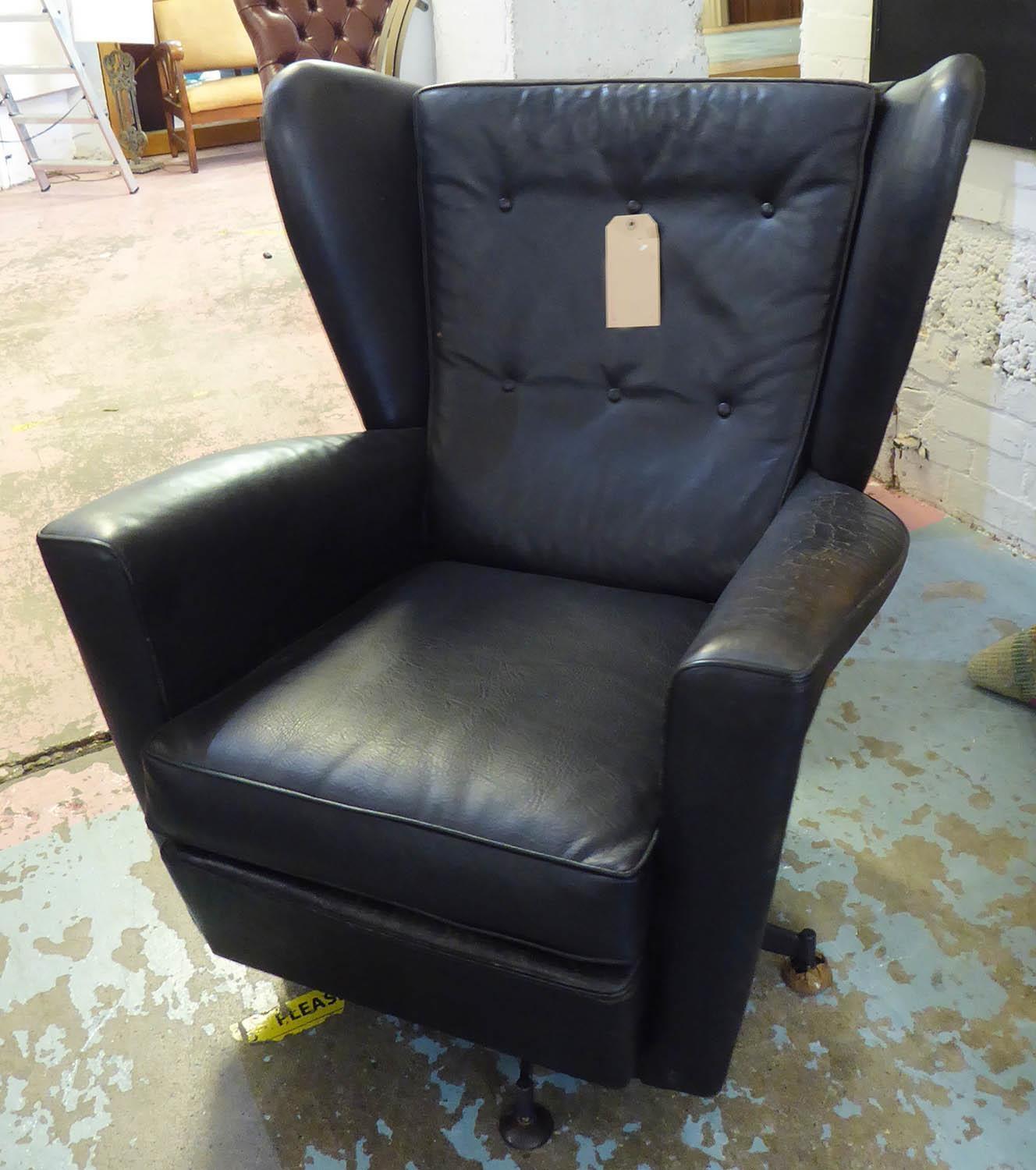 ATTRIBUTED TO HOWARD KEITH ARMCHAIR, swivel base, vintage 1960's English, 78cm W. (slight faults)