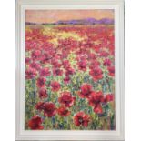 MIKHAIL ZHAROV (Ukrainian), ?Poppy Field?, oil on canvas, 99cm x 74cm, framed.