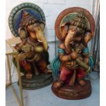 PAIR OF GANESH, polychrome finish, 82cm H. (2)