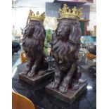 QUEEN'S BEASTS, a pair, polychrome finish, 58cm H. (2)