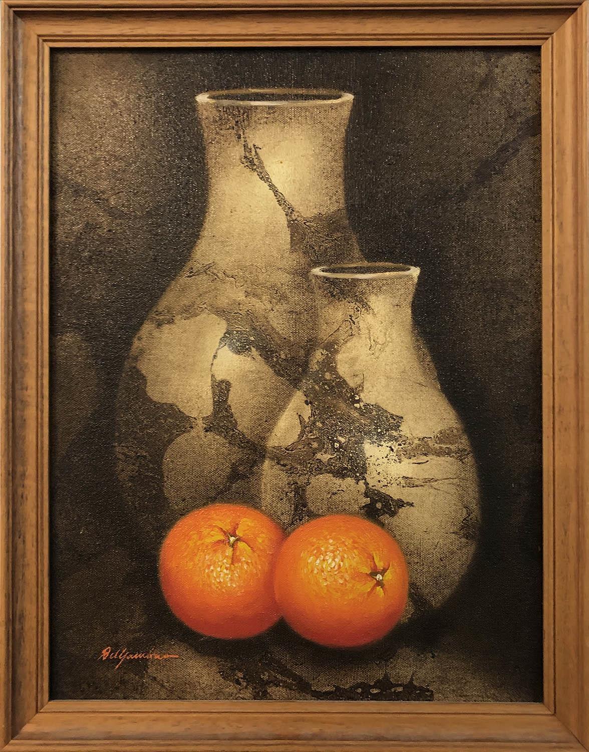 20th CENTURY EASTERN EUROPEAN SCHOOL 'Oranges and Vases', oil on board, signed indistinctly lower