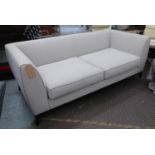 BESPOKE SOFA LONDON SOFA, grey fabric upholstered with satin piping, 198cm W approx.