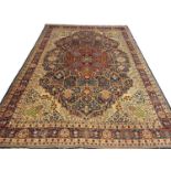 ANTIQUE PERSIAN TABRIZ CARPET, 390cm x 270cm.