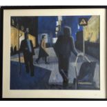 VALERI MASYUKOV (Russian b.1947), ?Night Street?, 1995, gouache on paper, 50cm x 60cm, framed.