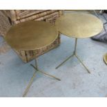 SIDE TABLES, a pair, French 1950's style, gilt metal. (2)
