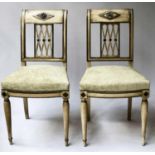 SIDE CHAIRS, a pair, French 19th century Directoire style dual grey painted with black