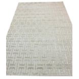 CONTEMPORARY ART DECO DESIGN SILK CARPET, 300cm x 200cm, geometric silver field.