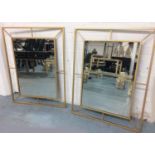 WALL MIRRORS, a pair, 1960's French style, 80cm x 62cm. (2)