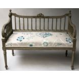 CANAPE, 19th century French Louis XVI style original grey painted and linen needlework upholstery,