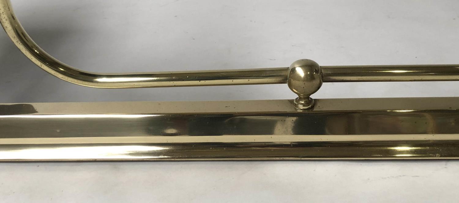 CLUB FENDER, Victorian style brass with buttoned brown leather pads and balustrade support, 140cm - Image 3 of 6