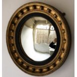 CONVEX WALL MIRROR, Regency giltwood circular convex mirror with ball decorated frame, 60cm W.