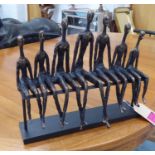 CONTEMPORARY SCHOOL, the family, in the manner of Giacometti, 35cm at tallest.