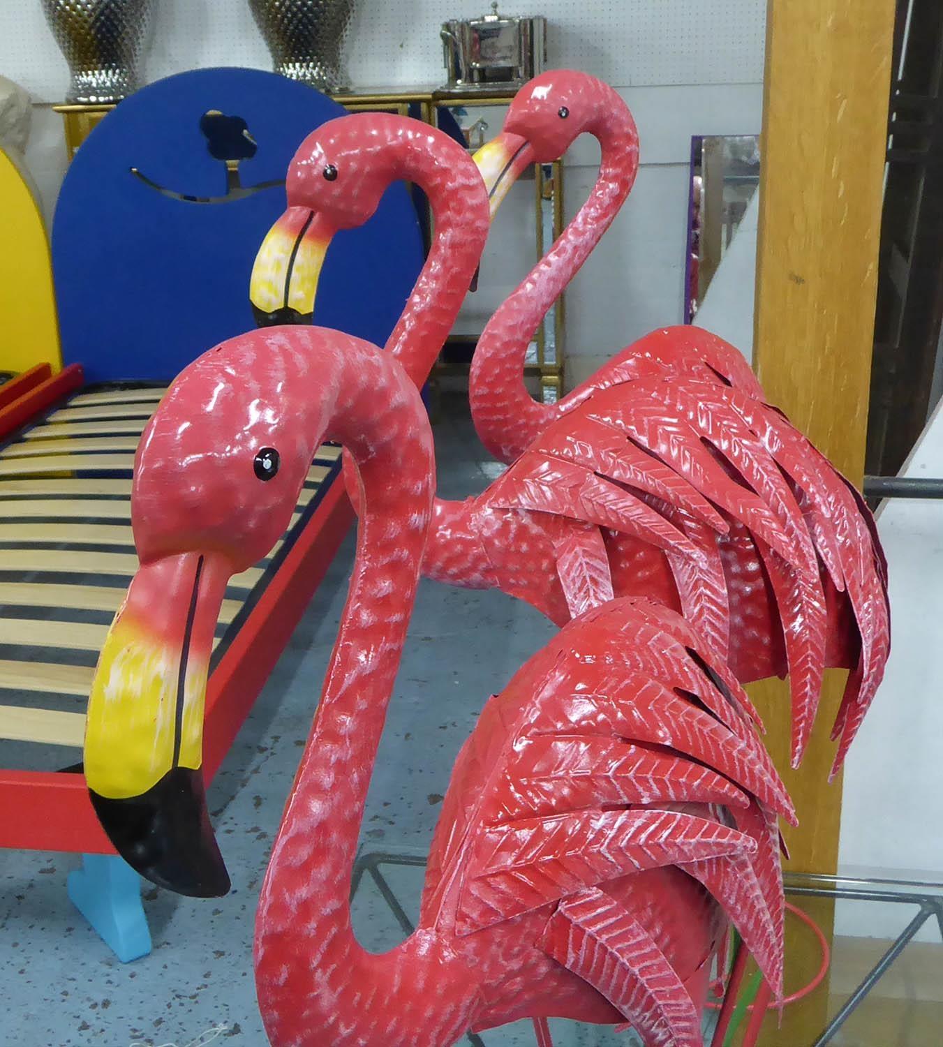 FLAMINGOS, a set of six, painted metal. (6) - Image 2 of 2