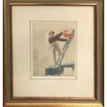 ATTRIBUTED TO STEPAN MIKHALOVICH KARPOV 'Heroic Soviet Construction Worker', watercolour, 23cm x