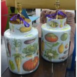POTICHOMANIA VEGETABLE TABLE LAMPS, a pair, by Diana Mayo, 41cm H. (2)