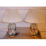 BESSELINK & JONES TABLE LAMPS, a pair, Oriental style, decorated with butterflies, flowers and