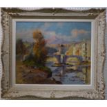 VICTOR ROUSSEAU (1865-1954) 'Pont Vieux de Sospel', oil on canvas, signed, 45cm x 54cm, framed.