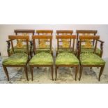 DINING CHAIRS, a set of eight, 19th century North European, mahogany and parcel gilt, including