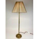 FAUX BAMBOO TABLE LAMP, 1970's design brass with shade, 75cm H.