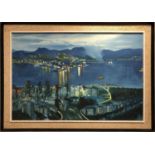 C K PANG 'Hong Kong', oil on canvas, 90cm x 59cm, signed and dated 74, framed.