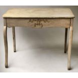 SIDE TABLE, 18th century Continental painted with shaped frieze drawer and cabriole front