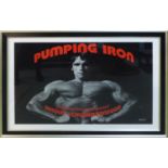 'PUMPING IRON' ARNOLD SCHWARZENEGGER, lithograph poster for the film, 76cm x 115cm, framed and