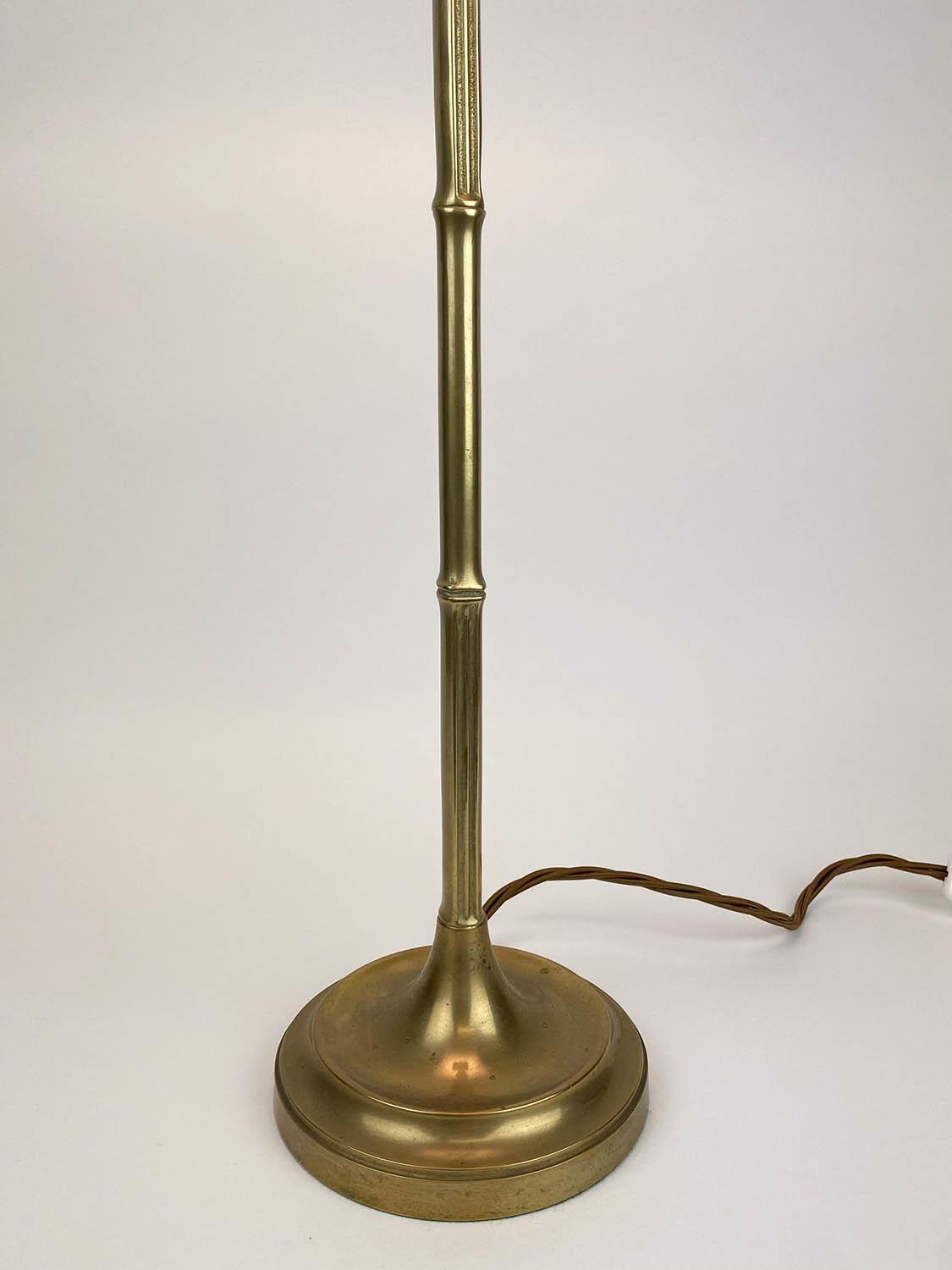 FAUX BAMBOO TABLE LAMP, 1970's design brass with shade, 75cm H. - Image 3 of 4