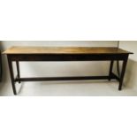 REFECTORY TABLE, English 19th century oak, the three plank top above three frieze drawers and