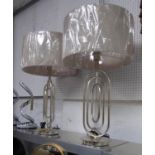 TABLE LAMPS, a pair, 1970's Italian style, with shades, 75cm H. (2)